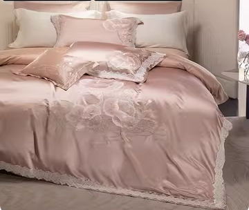 Cotton knitted or crocheted textile products for beds